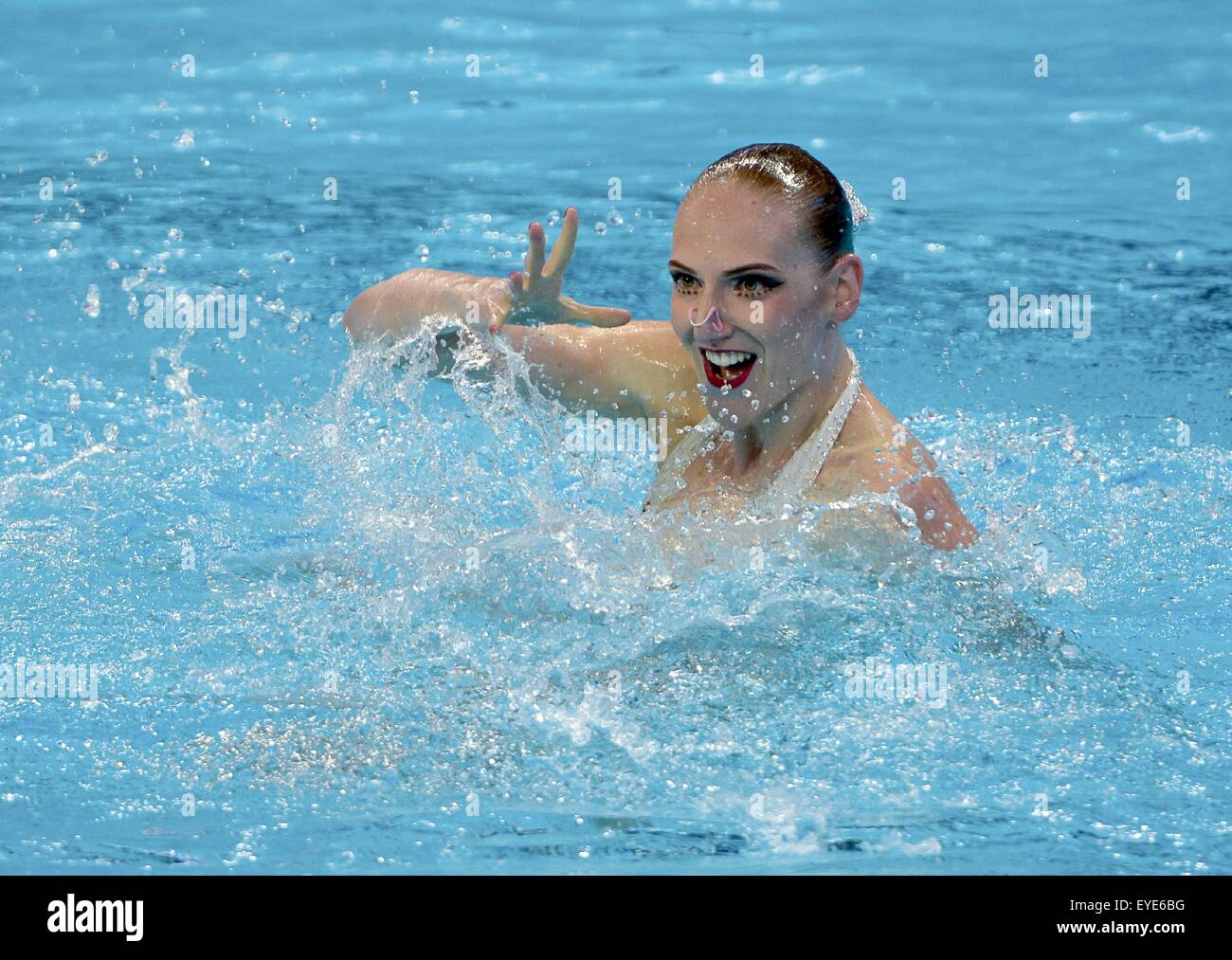 July 25, 2015. - Russia, Kazan. - FINA Swimming World Cup in Kazan 2015. In  picture: Svetlana Romashina of Russia performs her technical program during  the synchronized swimming solo competition Stock Photo - Alamy