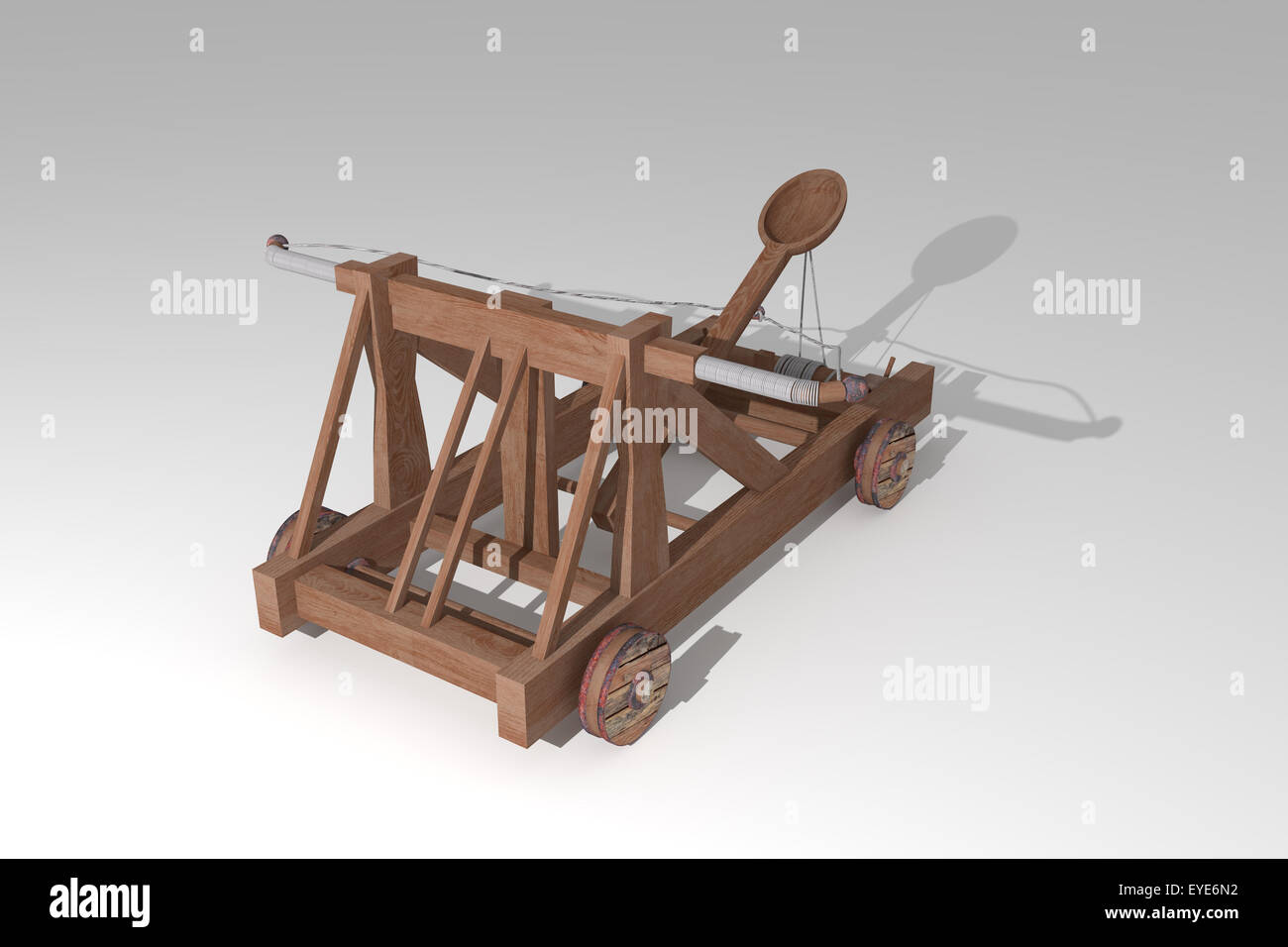 3d rendering of an old wood catapult Stock Photo