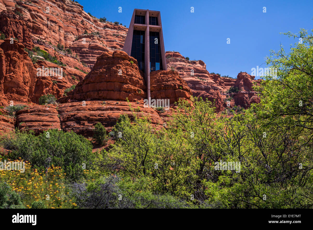 The Chapel of the Holy Cross in the red buttes of Sedona, Arizona, USA. Stock Photo