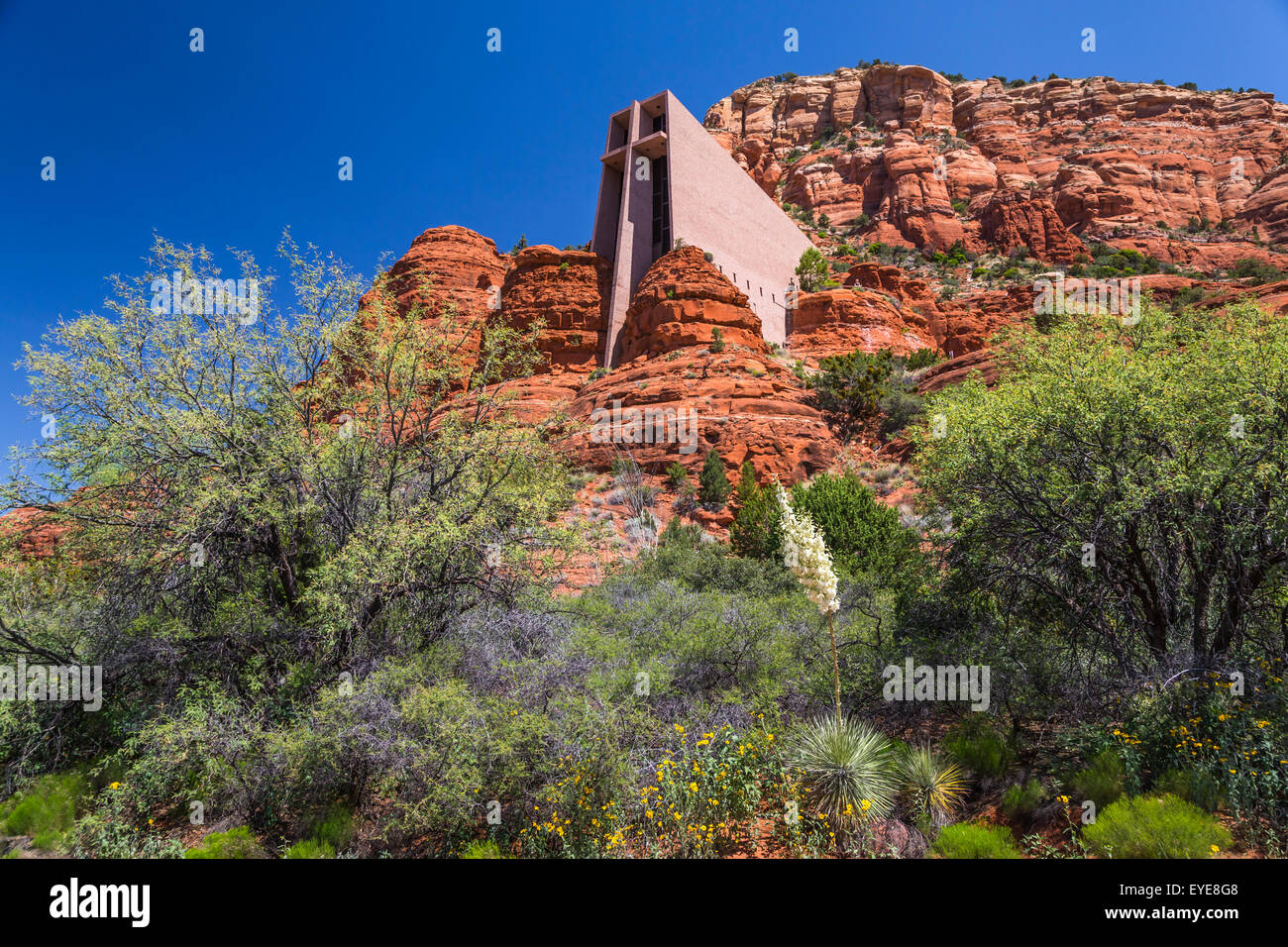 The Chapel of the Holy Cross in the red buttes of Sedona, Arizona, USA. Stock Photo
