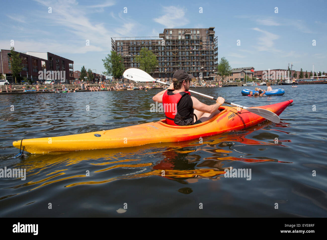 canoeing in Amsterdam Stock Photo