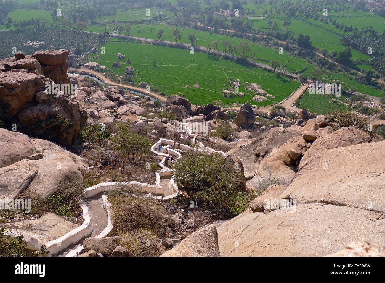 The Walk Up To Yantrodharaka Anjaneya Temple, Or Hanuman Temple, On Top Of Anjaneya Hill At Hampi, Karnataka, India Stock Photo