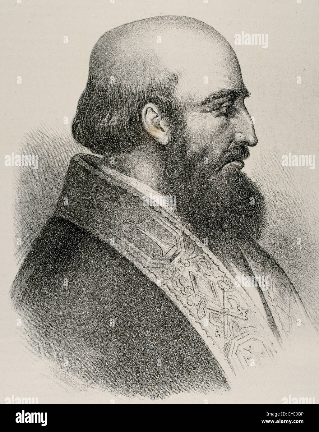 Pope Clement VIII (1536-1605). Born Ippolito Aldobrandini. Engraving. Stock Photo