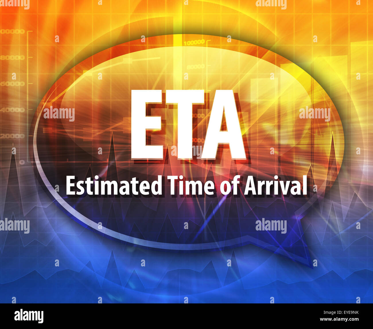 word speech bubble illustration of business acronym term ETA Estimated Time of Arrival Stock Photo