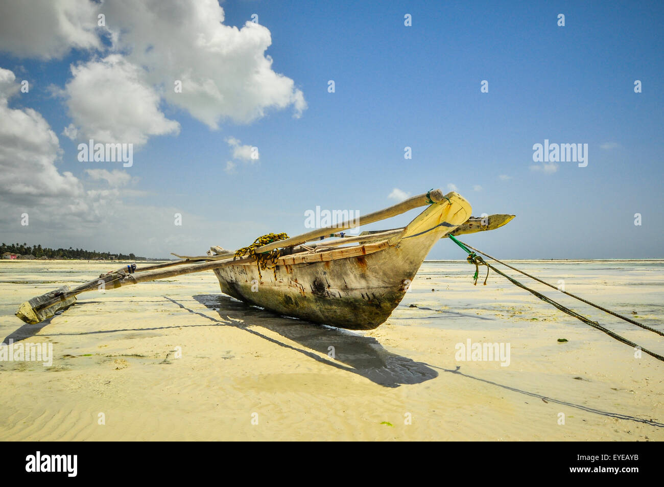 Zanzibar beach and coral rocks bule green ozean Tanzania Stock Photo