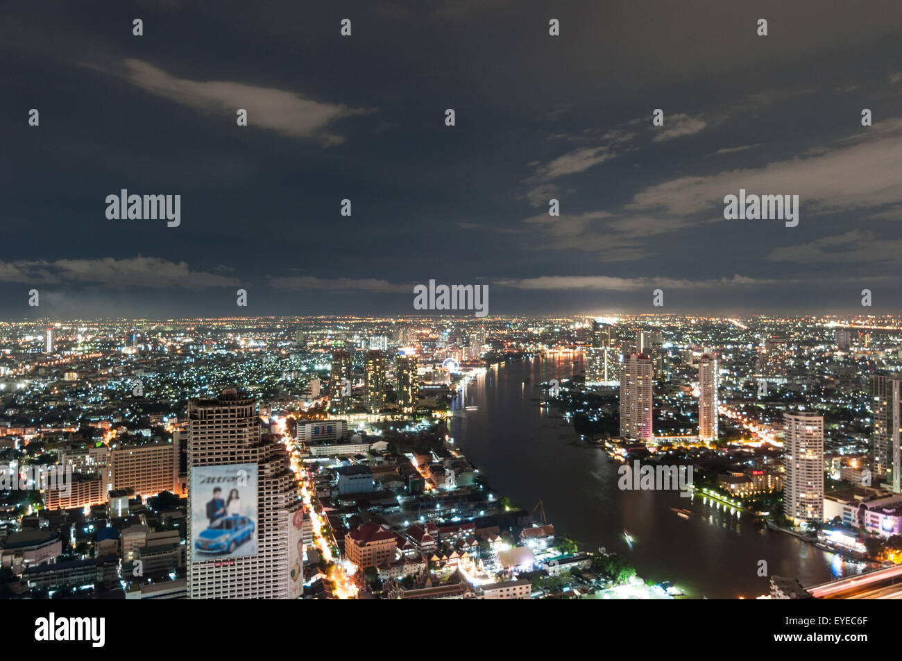 Panorama view of Bangkok city scape at nighttime Thailand Stock Photo ...