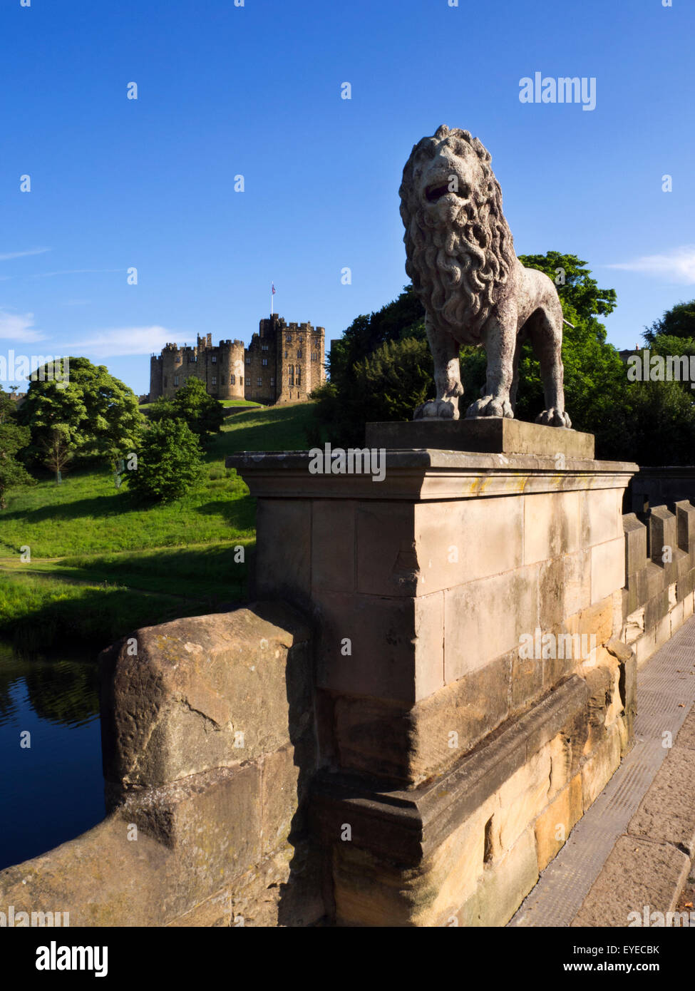 The Lion Bridge and Alnwick Castle Alnwick Northumberland England Stock