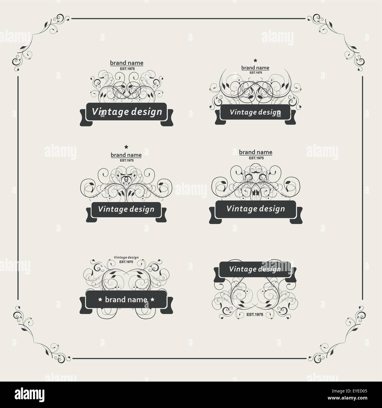 Set of vector vintage posters. beautiful design Stock Vector Image