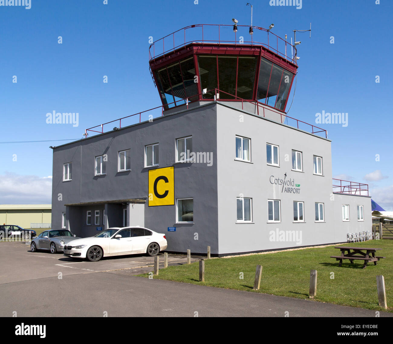 Control tower, Cotswold Airport, Cirencester, Gloucestershire, England, UK Stock Photo