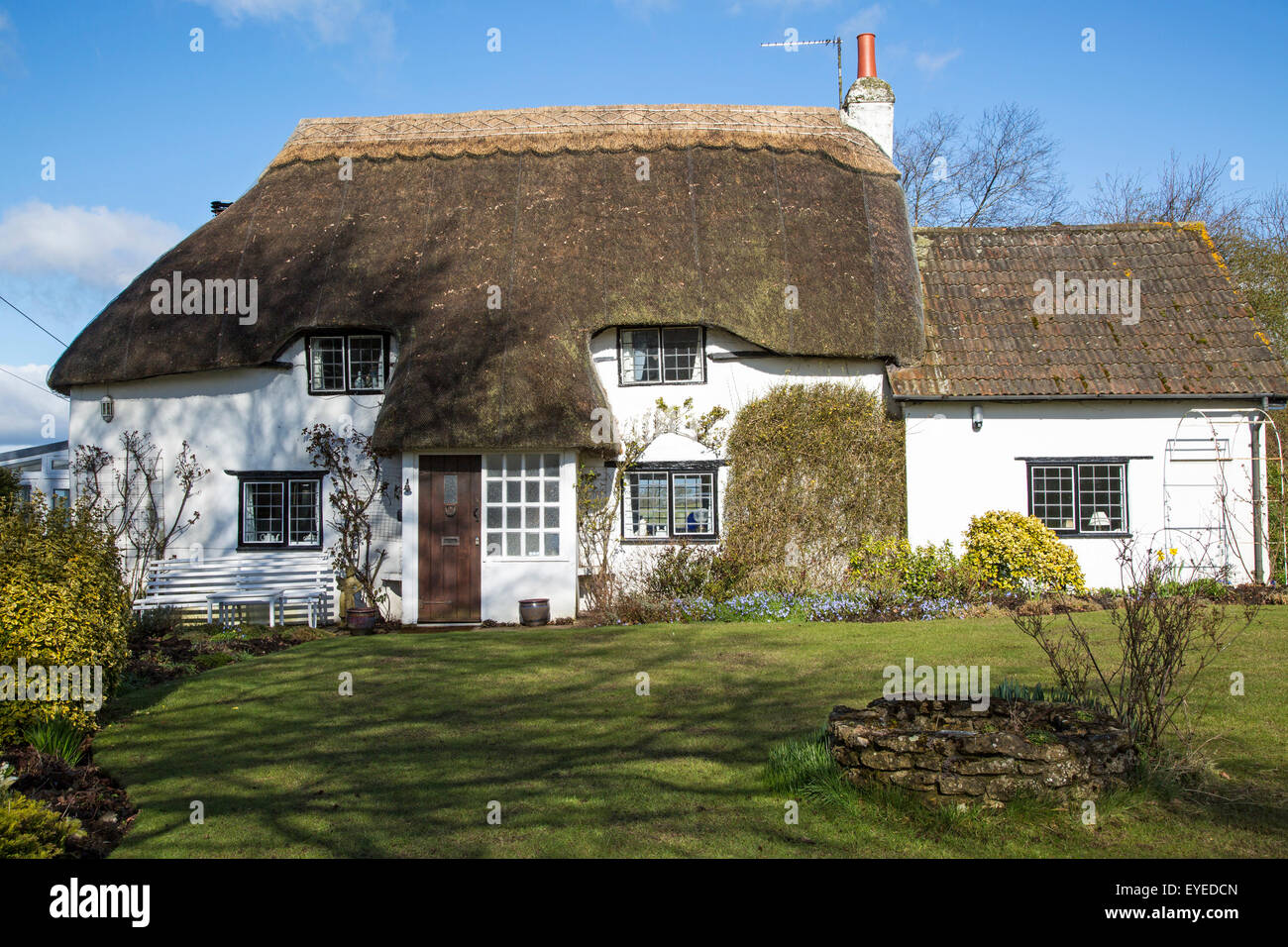 Pretty small detached country cottage, Cherhill, Wiltshire, England, UK Stock Photo