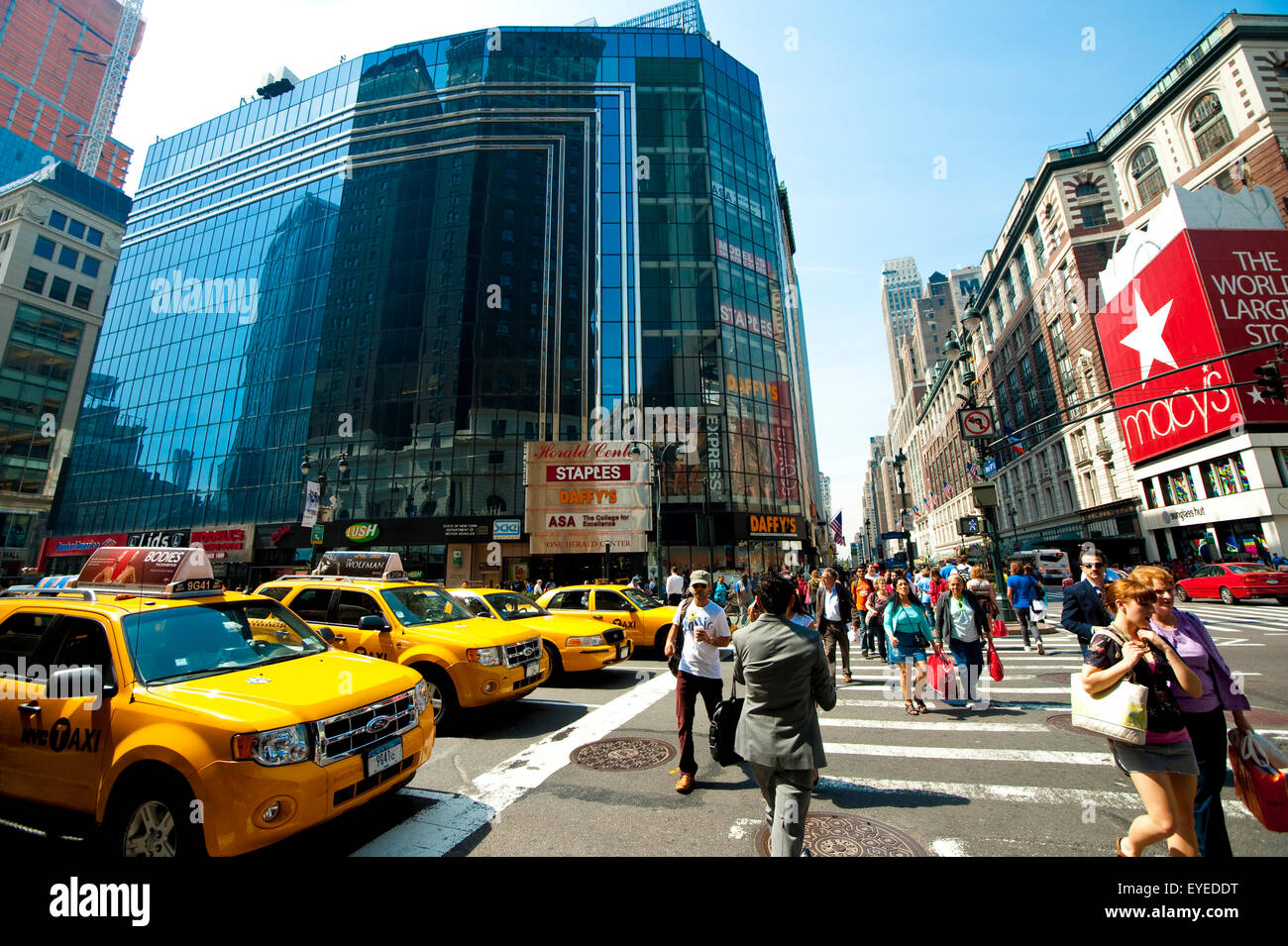 City,New York,Yellow Taxi,Macy's Stock Photo