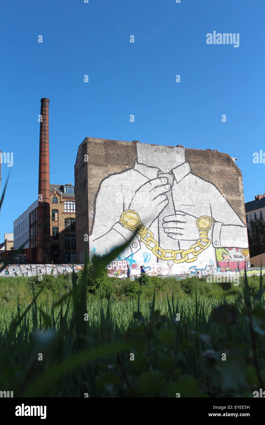 huge street art mural on building, berlin kreuzberg Stock Photo