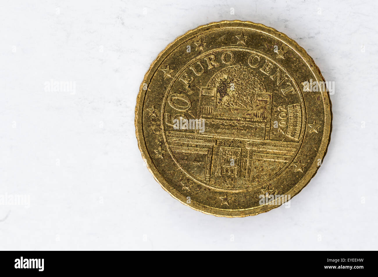 fifty Euro cent Coin with 2002 backside used look Stock Photo - Alamy