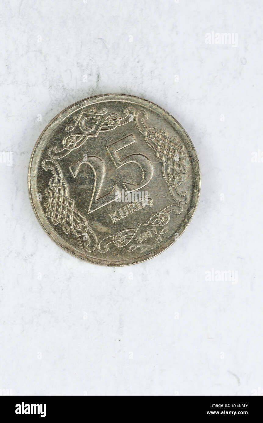 25 Turkey Kurus Coin silver alu used look Stock Photo - Alamy