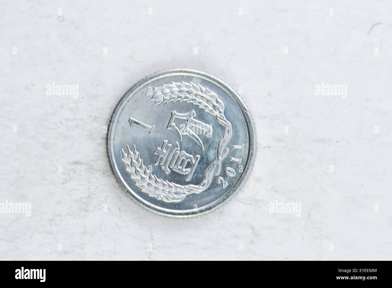 1 YI JIAO Chinese Coin silver alu used look Stock Photo