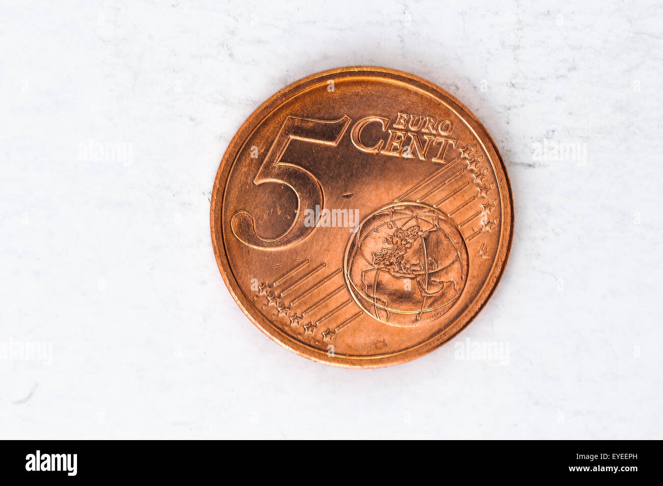 five Euro cent Coin with frontside used look Stock Photo - Alamy