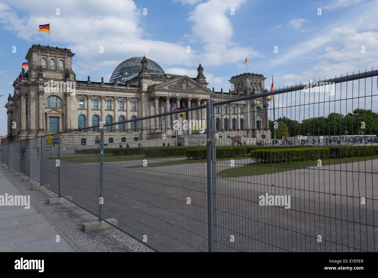 reichstag / german parliament building behind fence Stock Photo