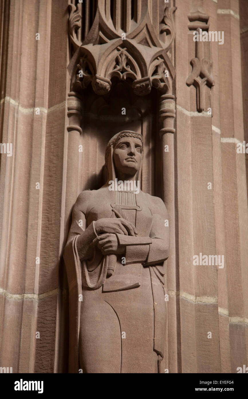 Statue in Interior of Liverpool Anglican Cathedral Church; England; UK