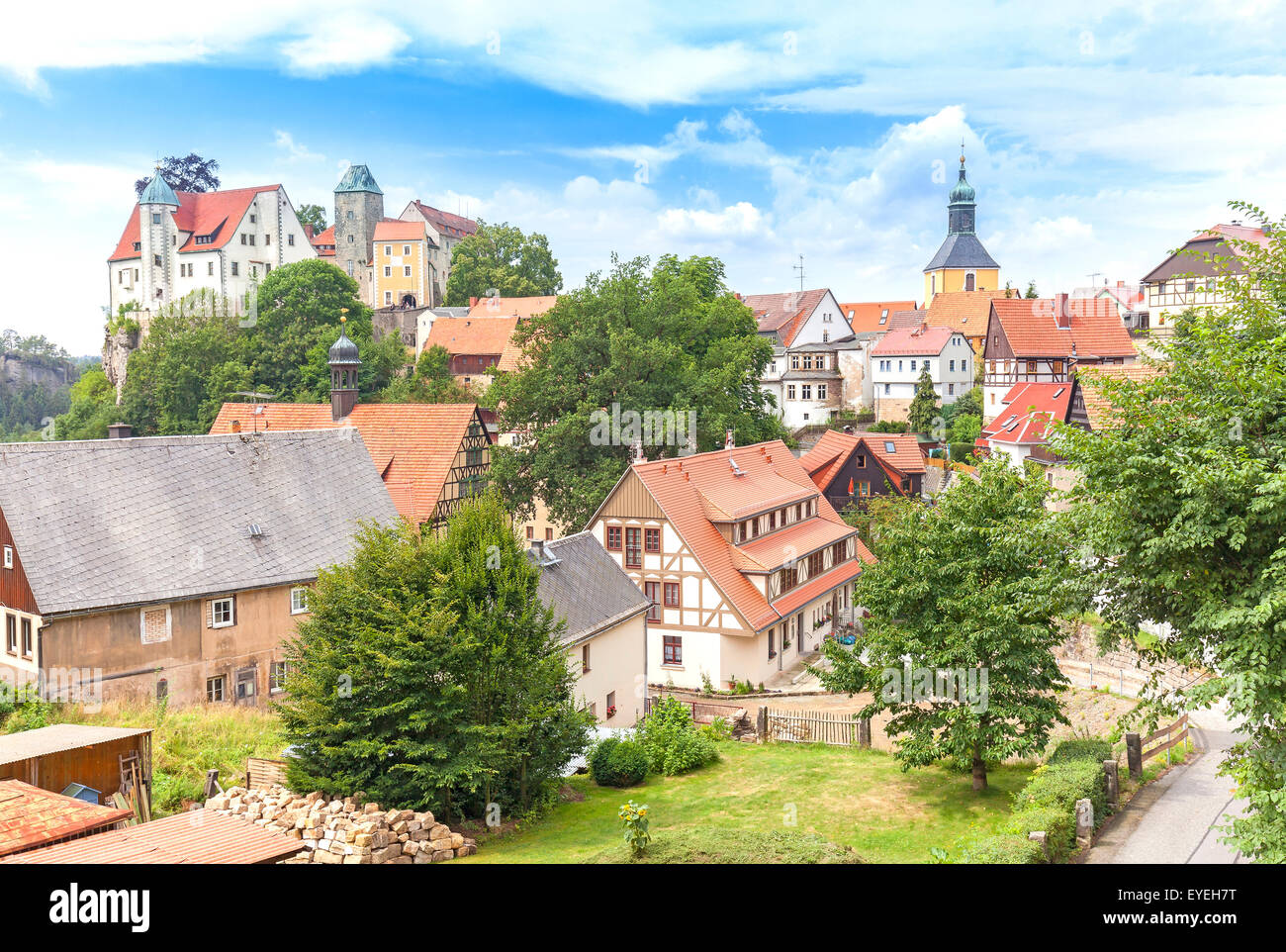 Town of Hohnstein in Saxon Switzerland, Germany. Stock Photo