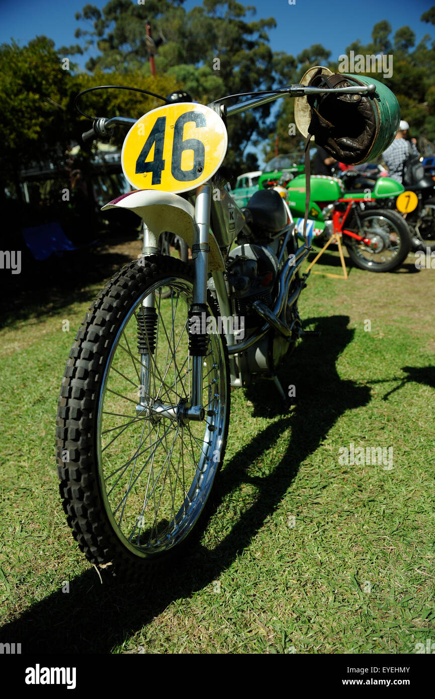 Triumph 5T (Speed Twin) motorcycle modified for short-circuit speedway racing. Stock Photo