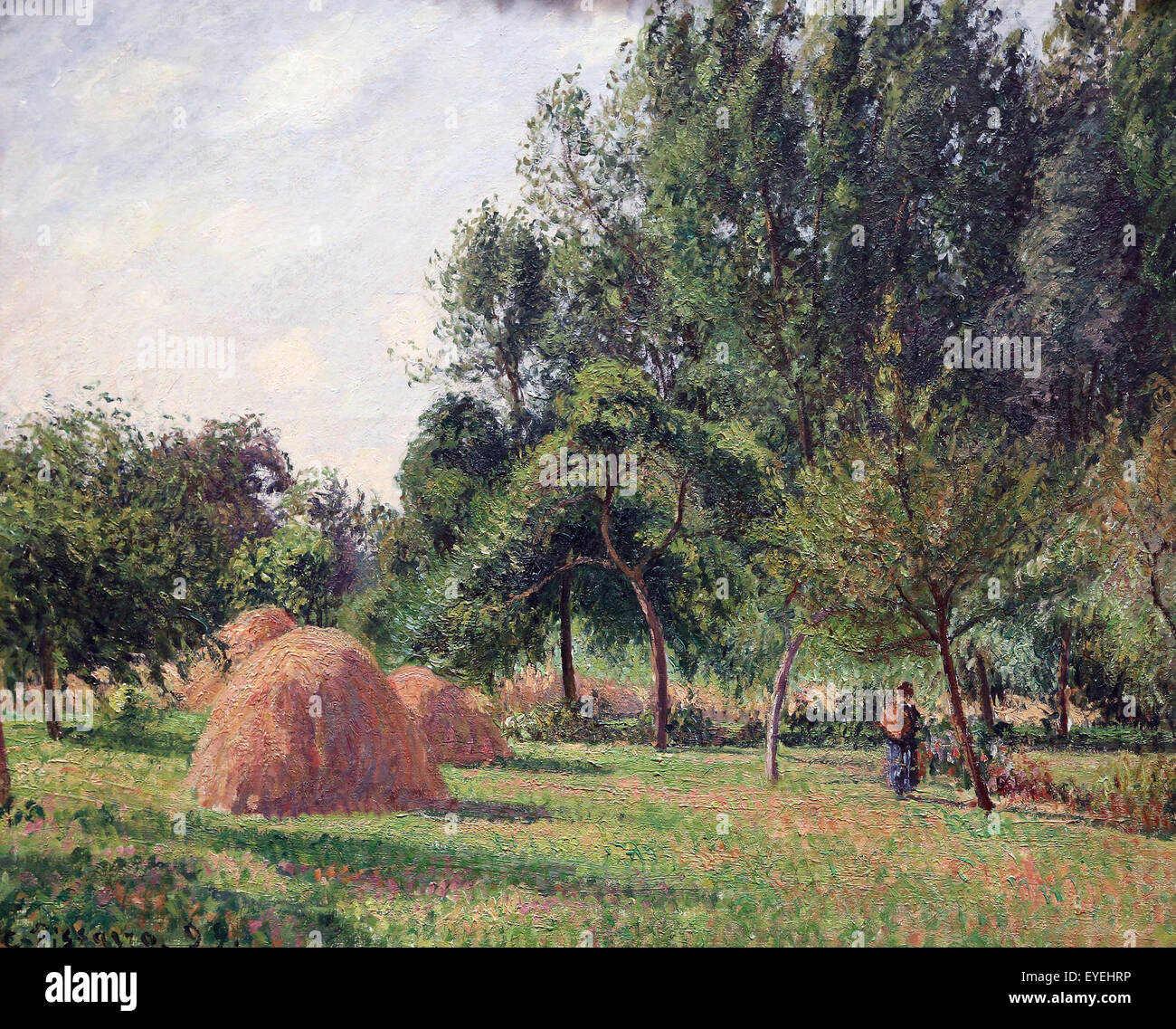 Camille Pissarro (1830-1903). French painter. Haystacks, Morning, Eragny, 1899. Oil on canvas. Stock Photo