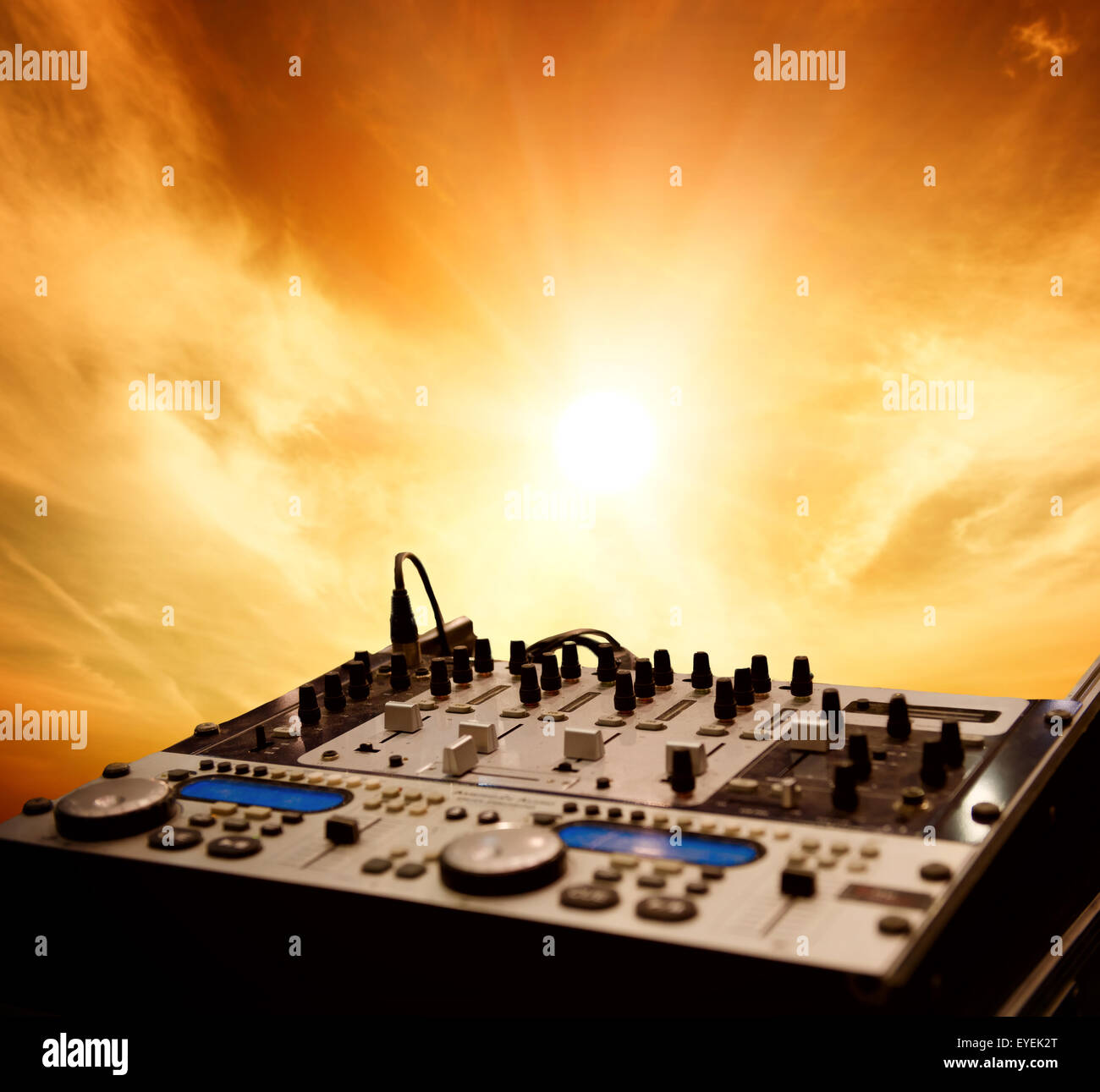 Dj mixer over sky background Stock Photo - Alamy