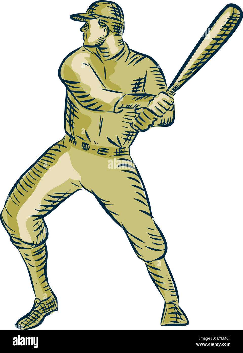 Line Drawings Of Baseball Pitcher And Batter. Stock Photo, Picture and  Royalty Free Image. Image 8808420.