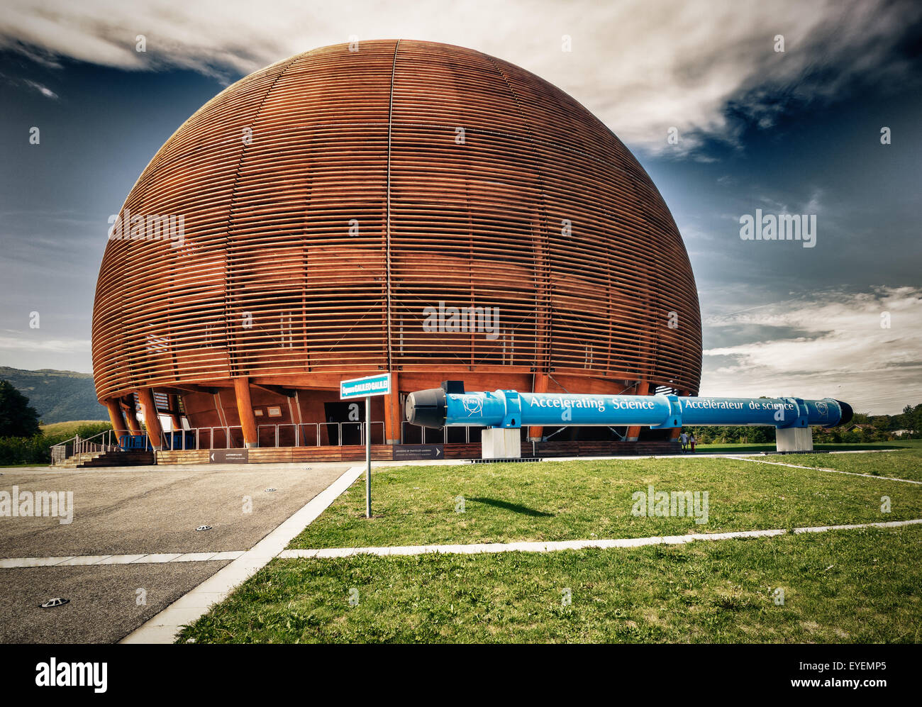 CERN Museum and particles acceleration ring, Geneva, Switzerland Stock Photo