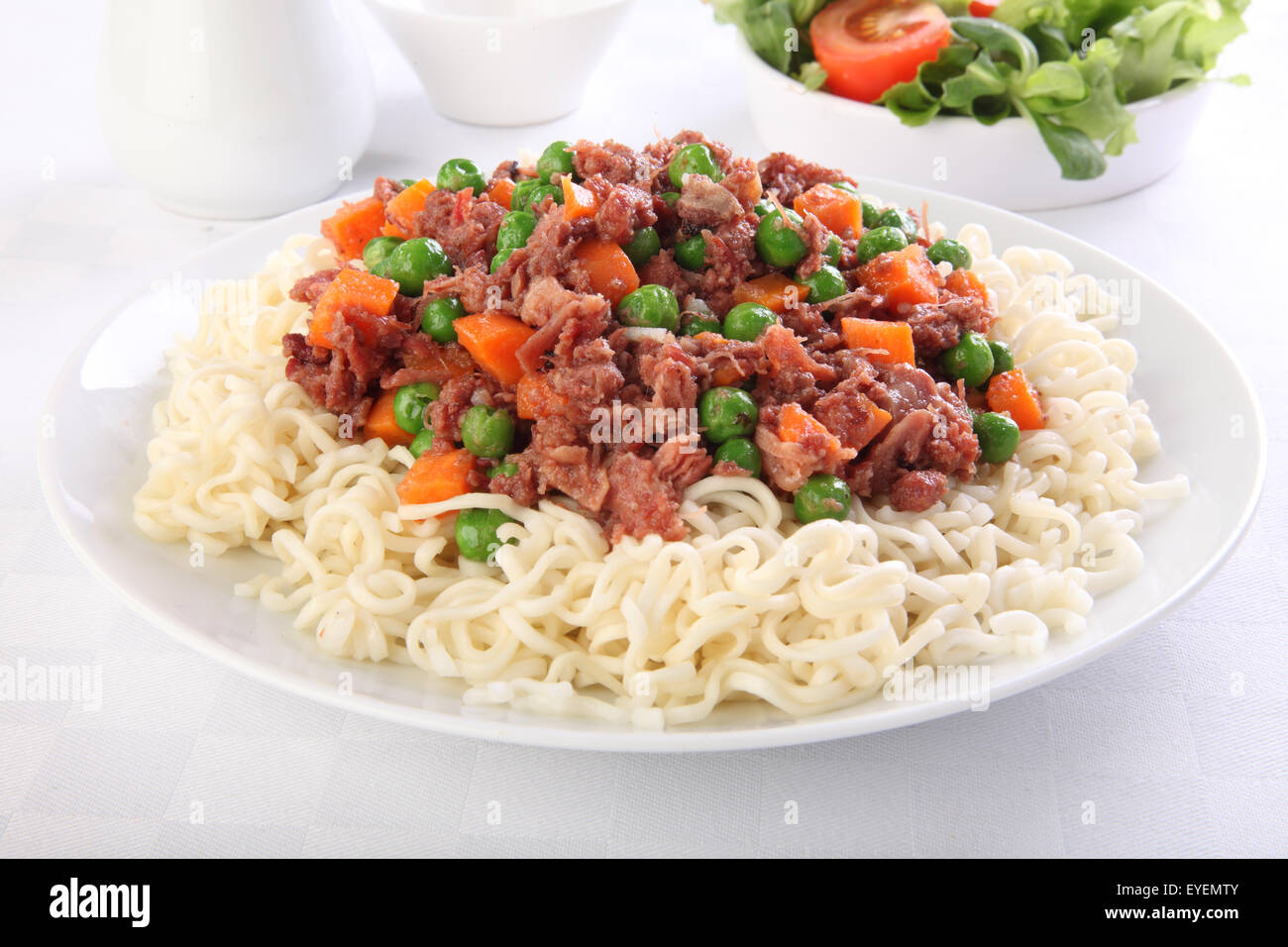 CORNED BEEF WITH NOODLES Stock Photo