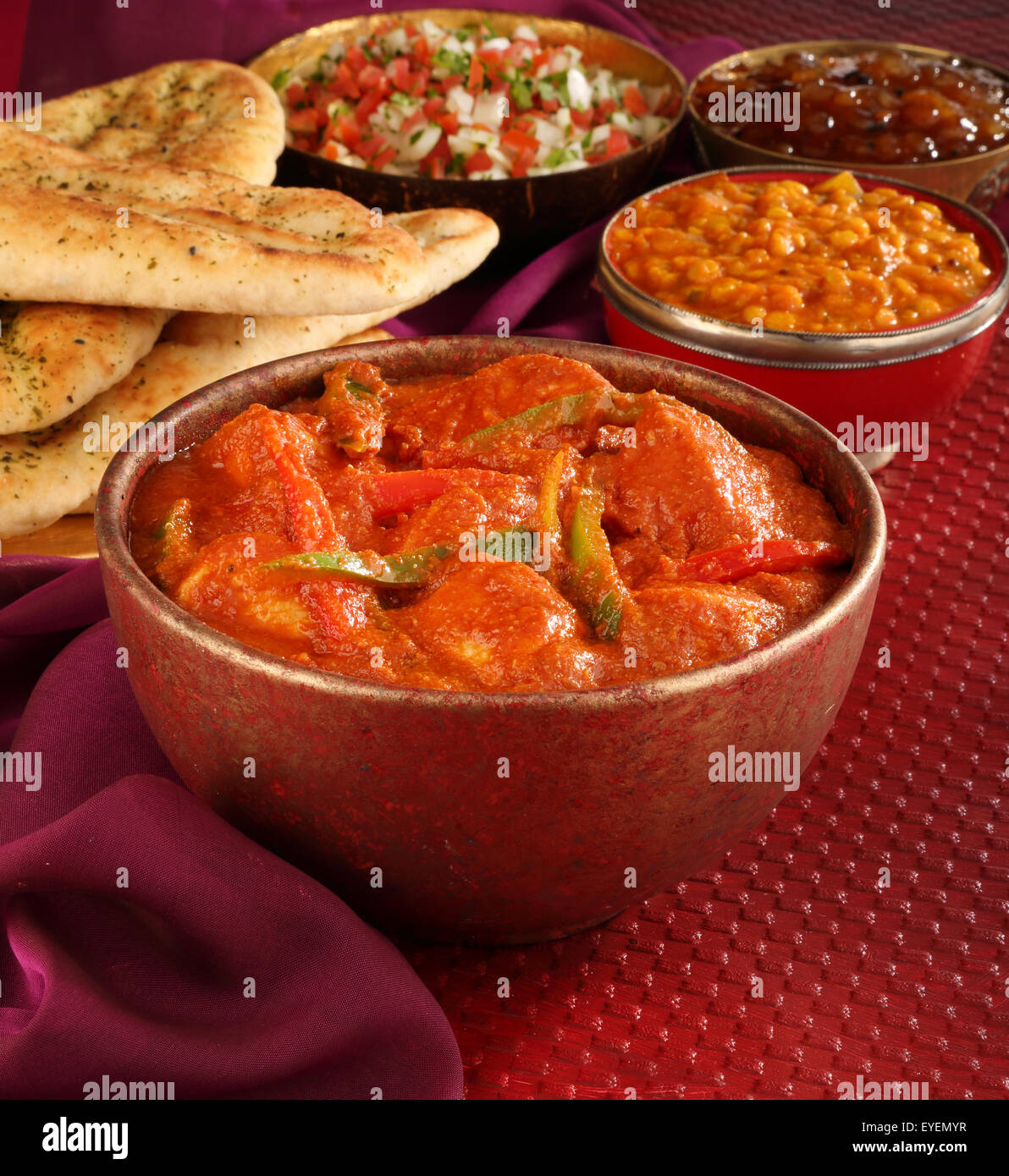 INDIAN CHICKEN JALFREZI CURRY MEAL Stock Photo