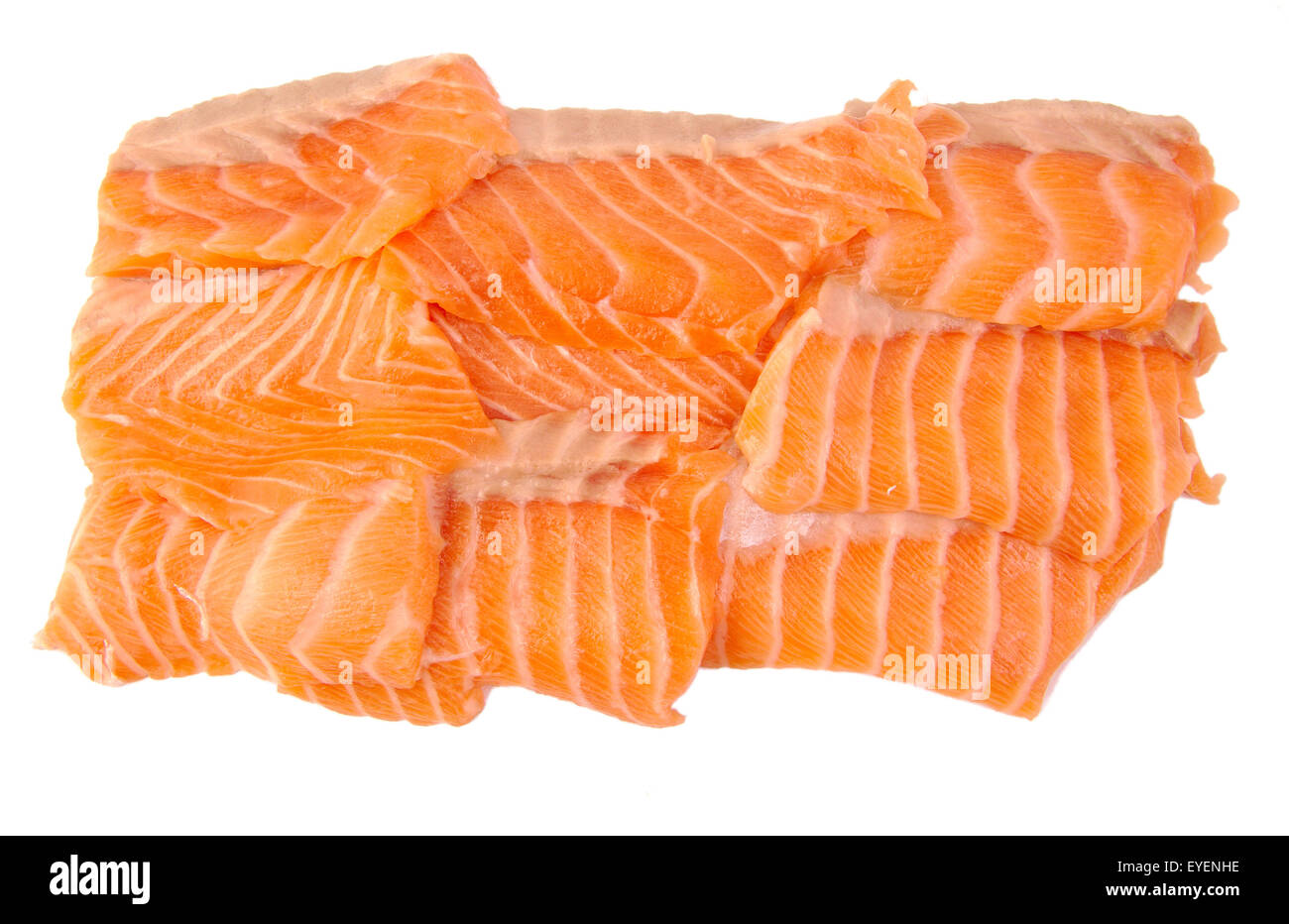Raw salmon fillets isolated on white background Stock Photo - Alamy