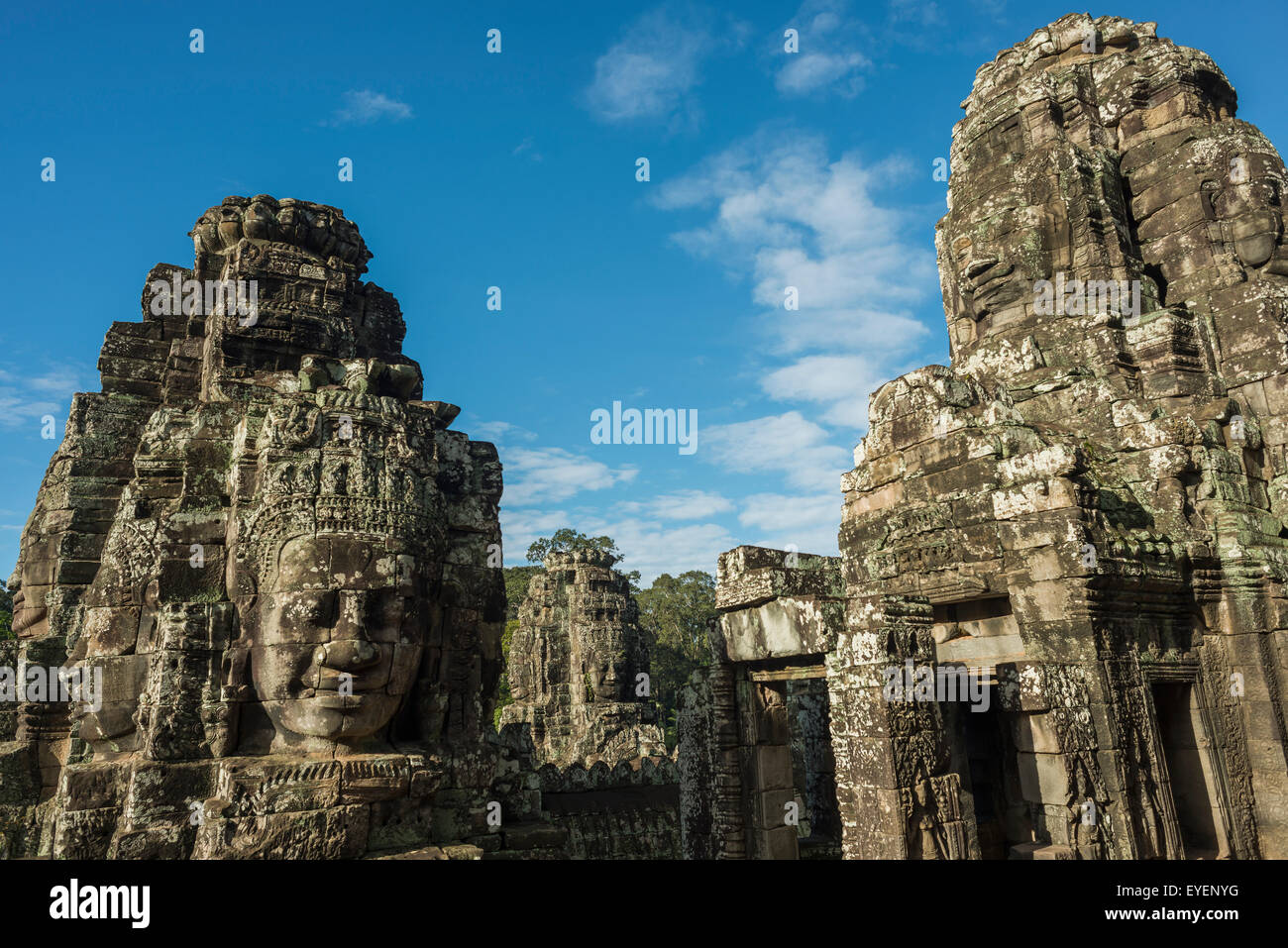 Buddha,Face,Stone,Bayon Wat,Cambodia Stock Photo