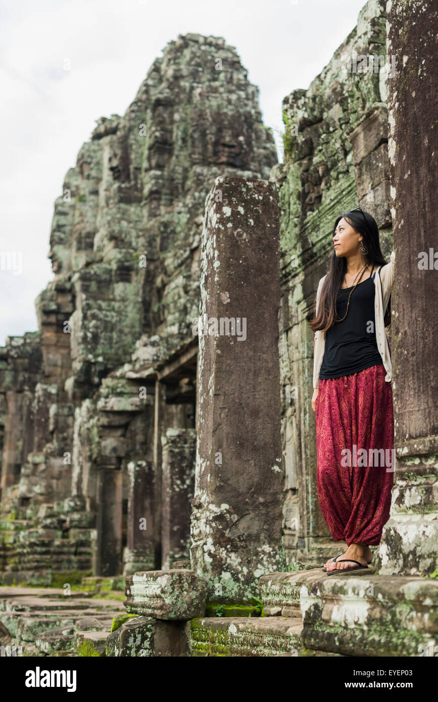 Cambodia,Siem Reap,Bayon Temple,Bayon Wat Stock Photo