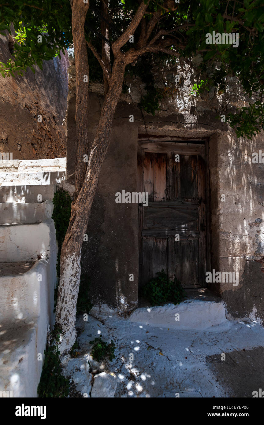 An empty house in Megalo Horio, Tilos Stock Photo