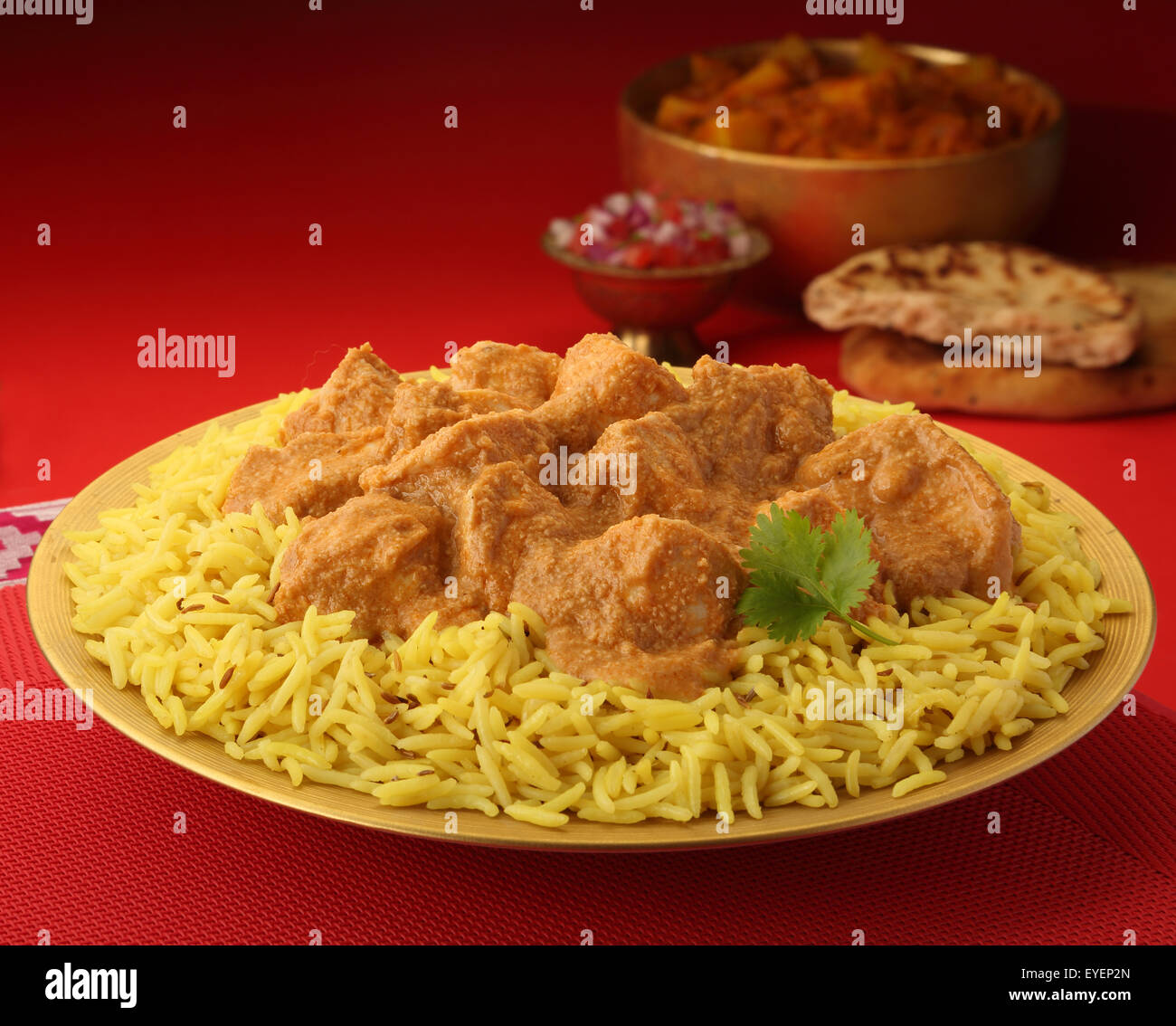INDIAN CHICKEN KORMA MEAT CURRY MEAL Stock Photo