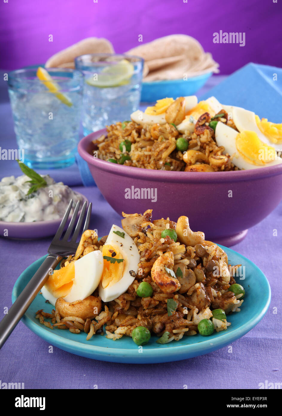 INDIAN VEGETARIAN CASHEW AND MUSHROOM BIRYANI CURRY Stock Photo