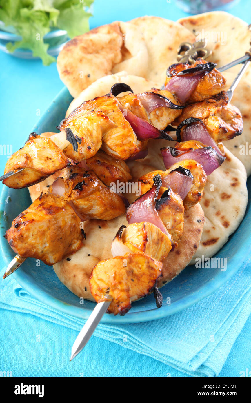 ASIAN CHICKEN TANDOORI KEBAB Stock Photo