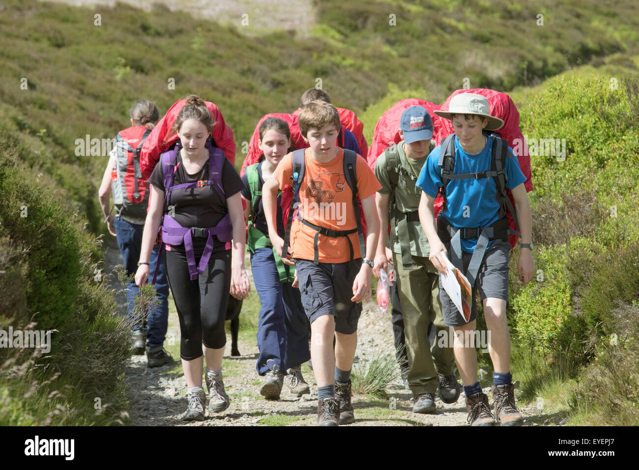 Teenagers on a The Duke of Edinburgh's Award Expedition, Shropshire, England, UK Stock Photo