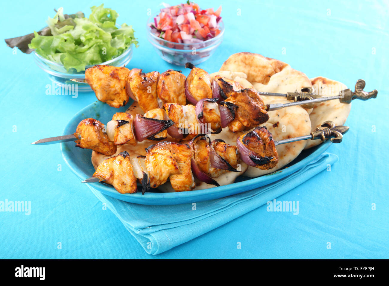 ASIAN CHICKEN TANDOORI KEBAB Stock Photo