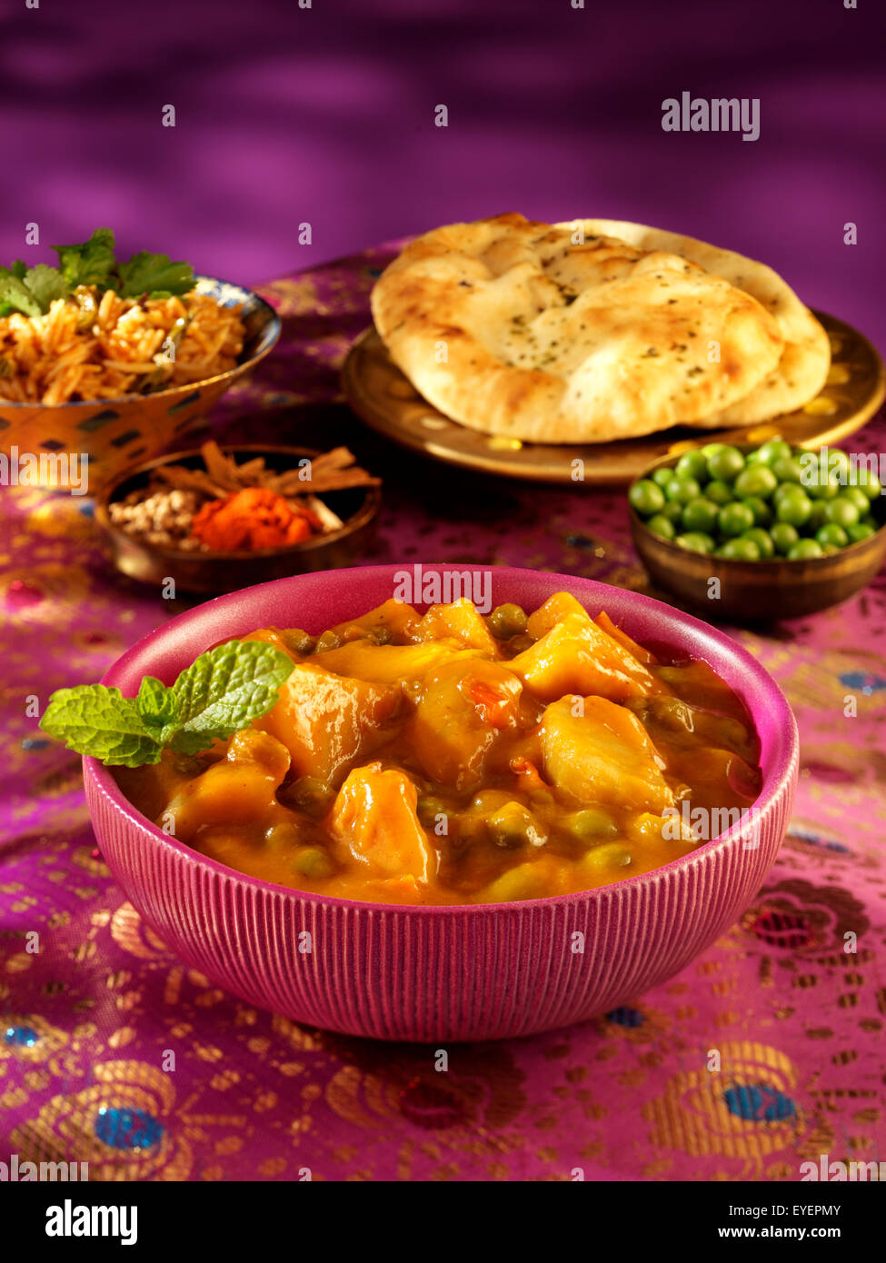 INDIAN ALOO MATTER CURRY Stock Photo