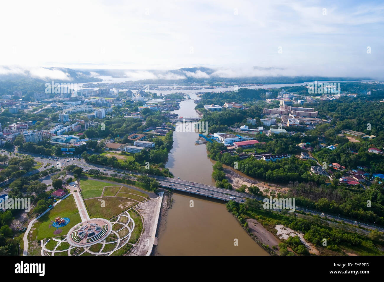 Aerial view of Bandar Seri Begawan, the capital of Brunei; Bandar Seri Begawan, Brunei Stock Photo