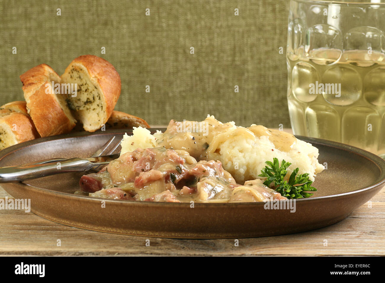 gammon hock in cider with mustard mash Stock Photo Alamy