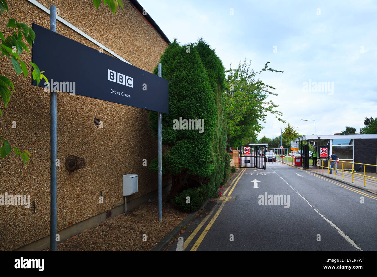 BBC Elstree Studios entrance and sign Stock Photo