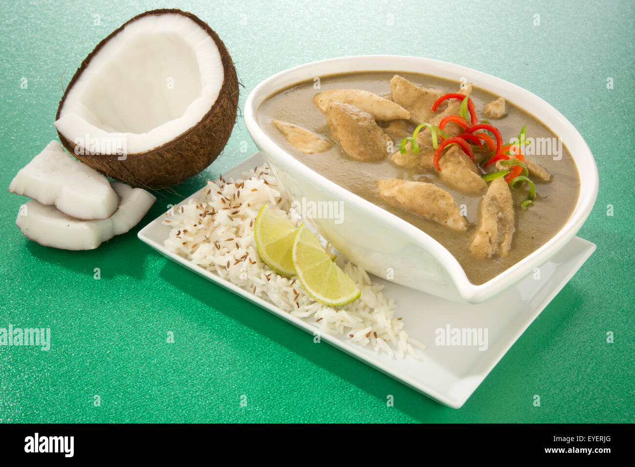 THAI GREEN CURRY MEAL Stock Photo