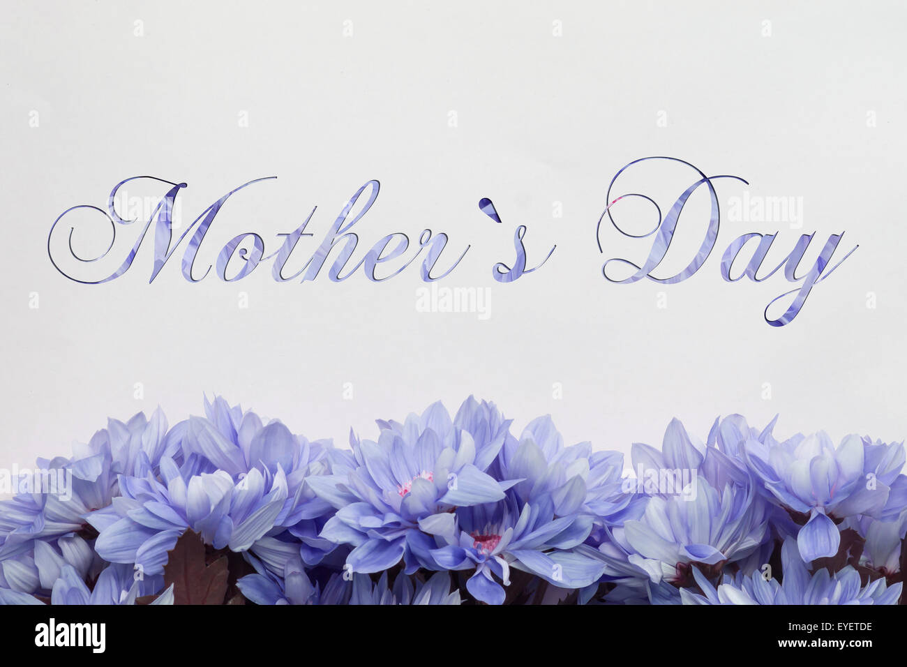 mothers day greeting card, flowers and beautiful handwriting Stock Photo