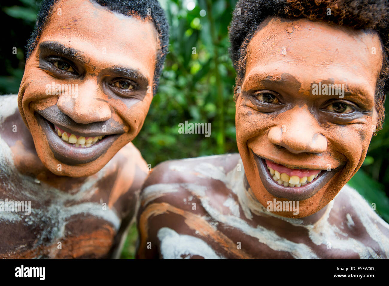 Traditional face painting; Santo Island, Vanuatu Stock Photo