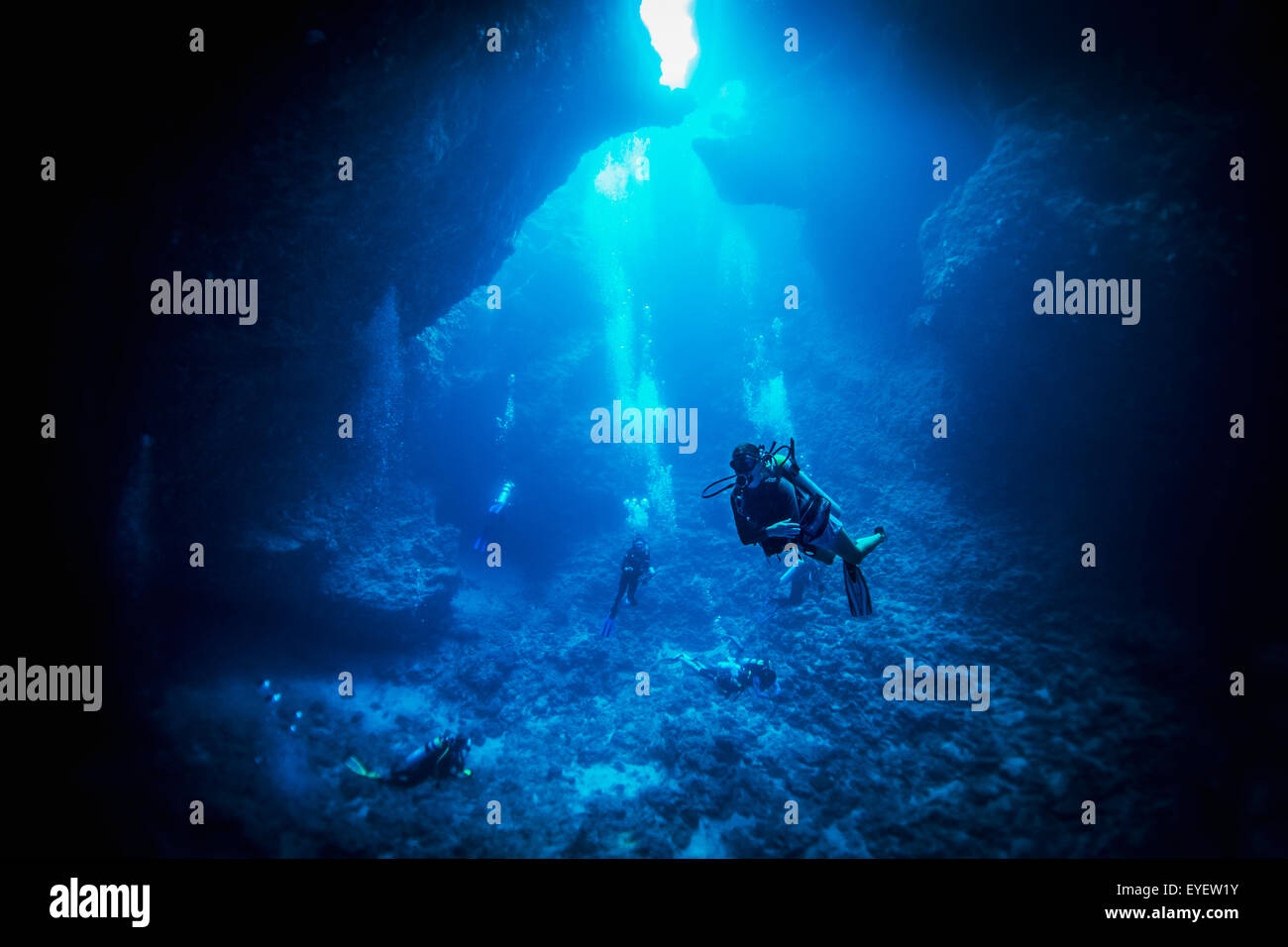 Cave diving; Palau, Micronesia Stock Photo
