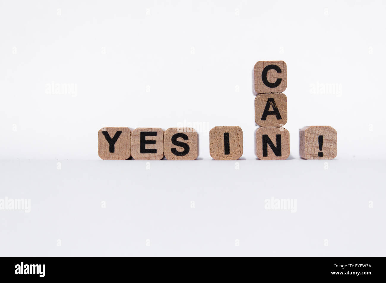 motivation text on white background 'yes i can' Stock Photo