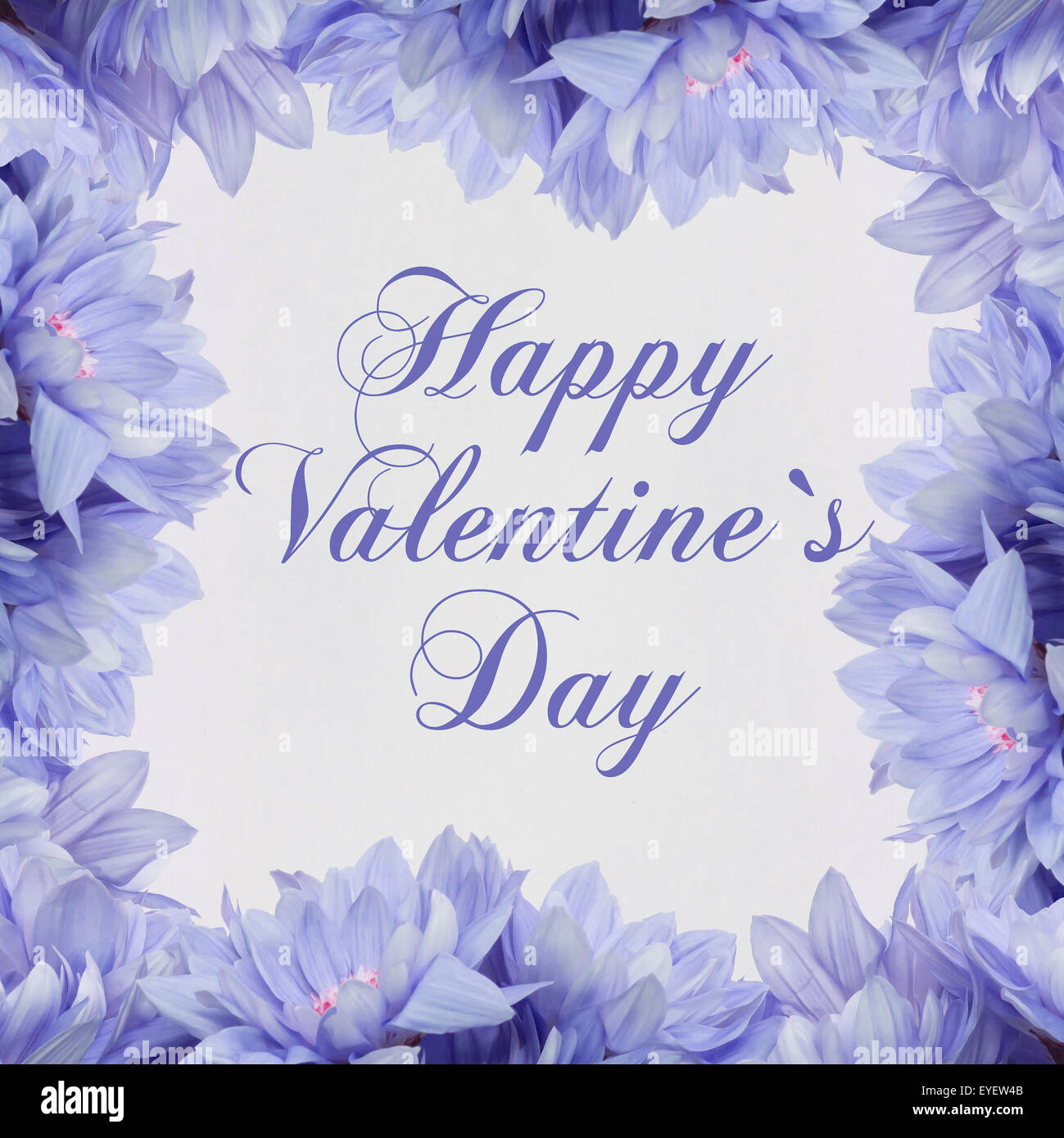 happy valentines card with flower decoration Stock Photo