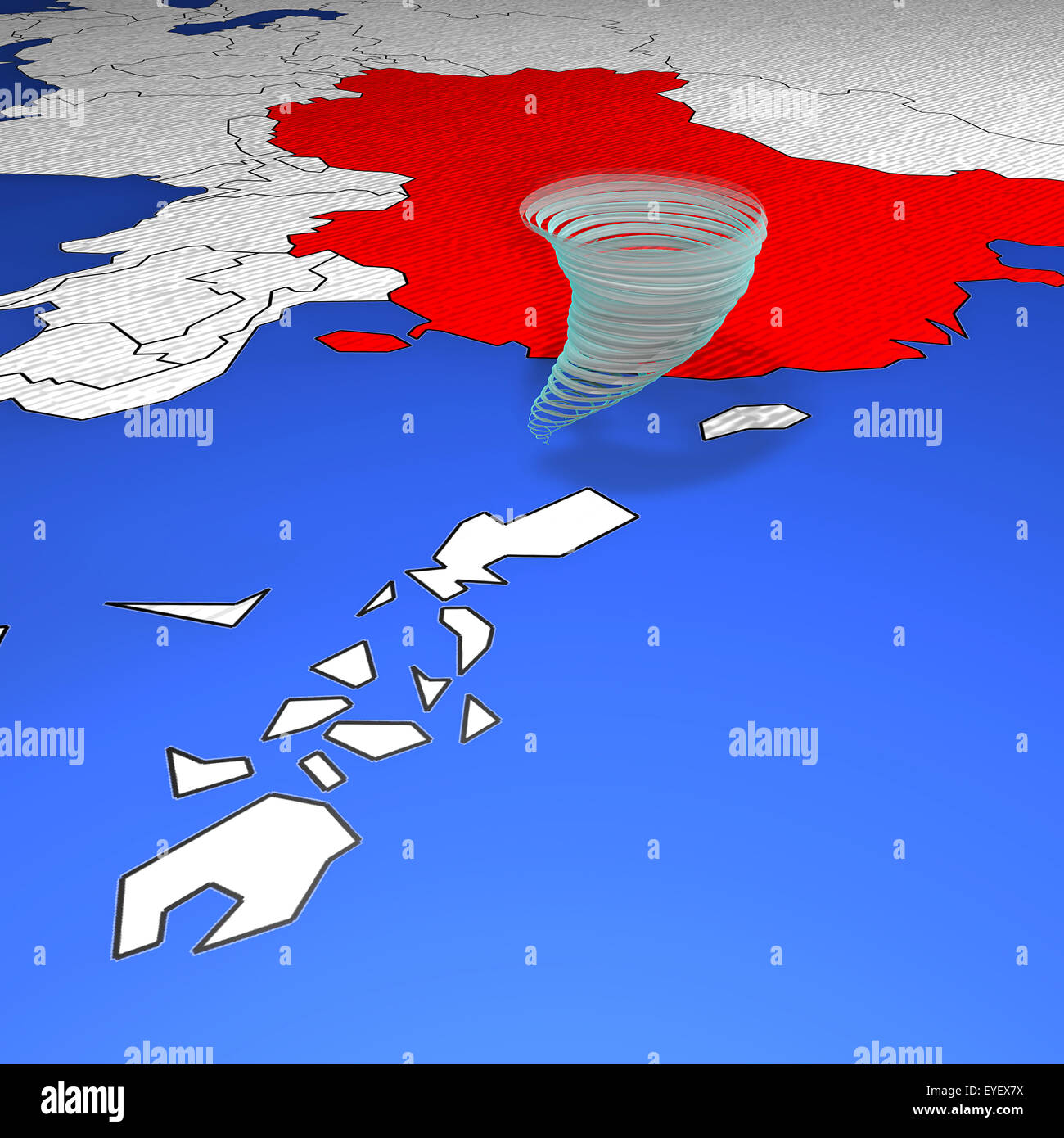 Warning typhoon in the South China sea, Usagi China map alarm Stock